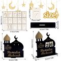 High Quality Moon Castle Advent Calendar Mirror Face Black Ramadan Calendar Ornaments Islamic DIY Eid Mubarak Decor Gifts. 
