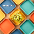 10 Pcs Plastic Plates With Stand, Multi-function Dish,Square Lightweight Wheat Straw Plates, Deep Dinner Dishes, Camping Dinnerware for Serving pasta fruit. 