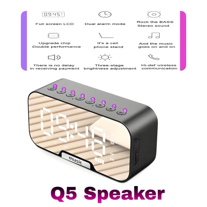 Bluetooth%20Alarm%20Clock%20Speaker%20Q5%20%E2%80%94%20Mirror%20Display,%20Dual%20Alarm%20&%20FM%20Radio%20%7C%20HD%20Digital%20Mirror,%20Wireless%20Bluetooth%20Music,%20Compact%20Smart%20Clock%20Speaker%20-%20Image%205