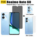 Realme Note 60 Anti-Spy Tempered Glass for Realme Note 50 Privacy Screen Protector 3 in 1 Carbon Fiber Film and Camera Protector. 
