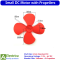 3pcs Small DC Motor with 2mm Shaft + 3pcs Propellers for DIY, Toys, Arduino & Robotics Projects by Electrica. 