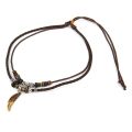 【shengxiong6525】Vintage wolf tooth beaded weavod prayer necklace-Bohemia jewelry. 