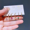 YAKEMIYOU New Design 6pcs Star Flower Drop Earrings Set Gold Color Plated Huggies Women Jewelry. 