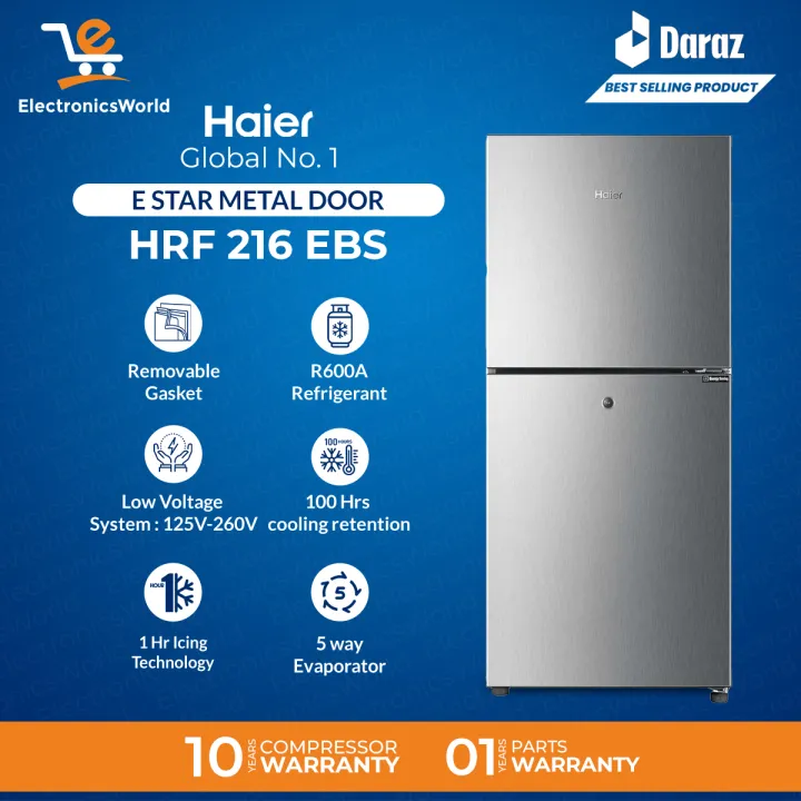 Haier%20Refrigerator%2007%20Cu%20Ft/E-Star%20Series/%20HRF-216%20EBD(Deepest%20Freeze%20+Direct%20Cool+%201%20Hour%20Icing%20Technology%20+%20Metal%20Door)%20Refrigerator/%2010%20Years%20Warranty.%20-%20Image%202