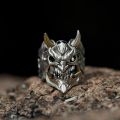Vintage Mens Demon Anger Skull Ring Gothic Punk Skeleton Skull Rings for Men Hiphop Rock Biker Party Jewelry Halloween Gifts. 