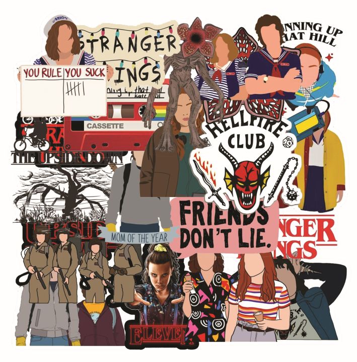 Multiple Stranger Things Stickers Of Your Choice Available in Single, Pack of 3, 5, 8. 12, 15 Best Quality Aesthetic Cool Stickers For Lovers