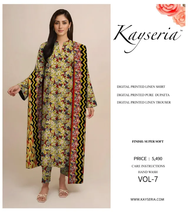 KESRIYA – Digital Printed Linen 3PC Unstitched Winter Collection 2025 ...