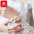 OLEVS Luxury Automatic Jam Tangan Perempuan Original Waterproof Swiss Imported Mechanical Movement Korea Style Cantik Gila Ceramic Strap Delicate Butterfly Dial. 