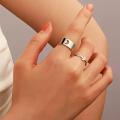 Pack of 2 Golden Moon Rings for Lovers Adjustable Silver Moon Rings for Girls Engagement Gift for Lovers. 