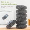 Kitchen Round Dish Sponges Scourer Cleaning Ball with Handle,Multi-Purpose Scrub Scrubber Sponge Pads Ball for Pot Pan Dish Wash Cleaning with Soap Dispenser. 