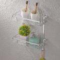 2 Layer Aluminium Bathroom Square Corner Shelf - Silver. 