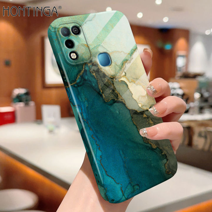 Hontinga for Infinix Hot 10 Play Hot 11 Play Back Cover Luxury Marble All-inclusive Film Hard Phone Case Camera Protection Mobile Cover