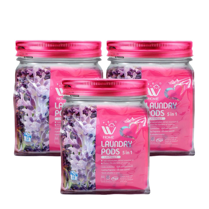 (Pack of 3) WBM Laundry Pods - Lavender - 32 Pcs | Laundry Detergent Pods Better Than Washing Powder