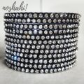 Antique Black Bangles with White and Black Rhinestone Set of 12 Metal Jewelry Bangles Bracelet for Women. 