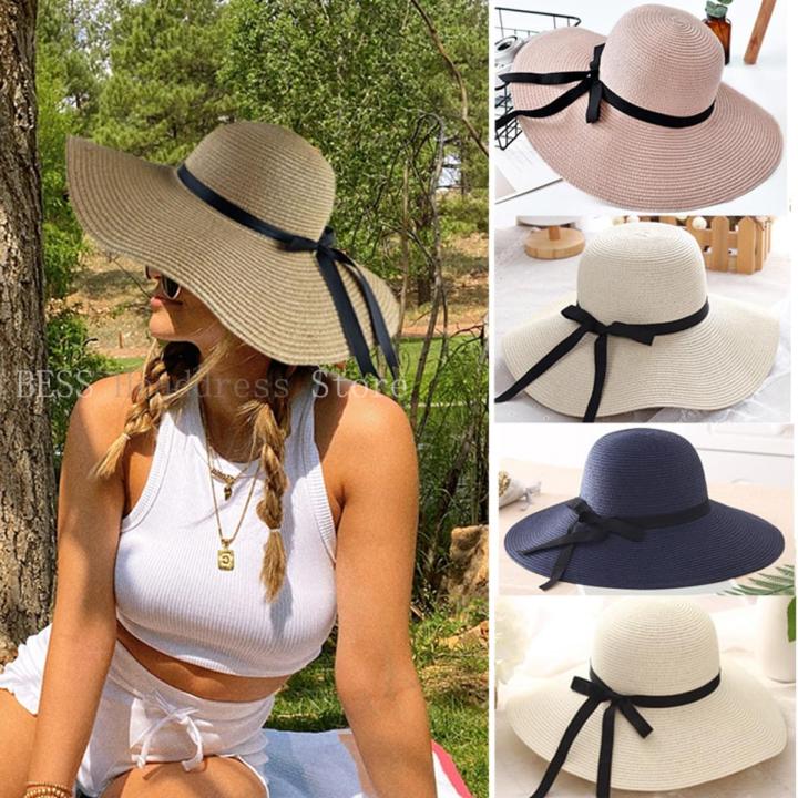 【HOT】 2022 New Simple Foldable Wide Brim Floppy Girls Straw