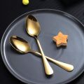 Set of 6 - Gold Dinner Spoon  Stainless Steel  Mirror Polished Stainless Steel Spoons, Gold Soup Spoons Silverware, Golden Soup Spoon Table Spoon Set Sturdy Easy To Clean, Dishwasher Safe. 