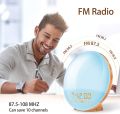 COULAX Wake Up Light Wood Grain Sunrise Alarm, Radio Clock Sunset Simulation Night Light with FM Radio, Snooze Function and Atmosphere Lamp Light Function. 