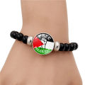 Wholesale Palestinian Flag Bracelet Creative Personality Black Beaded Bracelet Jewelry for men and women. 