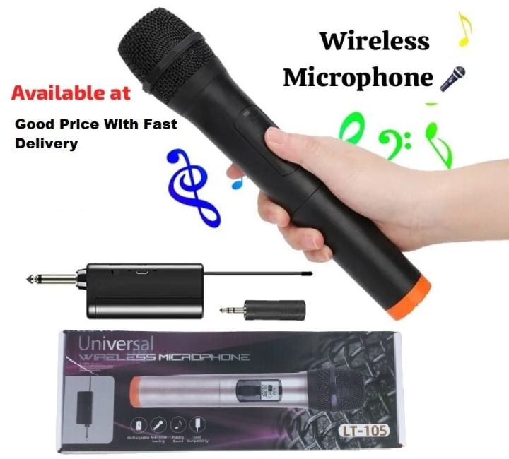Wireless Microphone, UHF Wireless Handheld Dynamic Mic System Set with Rechargeable Receiver 6.35mm/3.5mm, Portable Universal Cordless Mic Set for Home, Karaoke, Conference, Stage, Amplifier  For Karaoke Conference 50m Singing KTV Mehfil & Masjid Mics