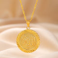 [ New ] Gold Plated Ala Pendant Necklace Jewelry round Oval Pendant Chain Male Couple Middle East Get Goods Ornament. 