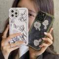 For iPhone 13 INS Luxury Vintage Flowers Pattern Patch Phone Case For iPhone 12 11 Pro 7 8 Plus X XS Max XR Silicone Back Cover. 