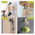 Kitchen Utensil Hanger 360° Rotatable 6 Hooks  Under Cabinet Spoon Holder  Self Adhesive Kitchen Hooks. 