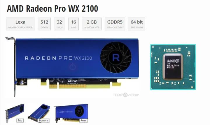 RADEON PRO WX 2100 [ 2GB,GDDR5, 64BIT, Dx12] Graphic Card | Daraz.pk