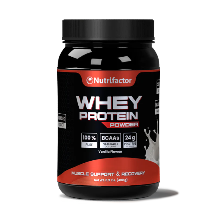 Nutrifactor Whey Protein Powder - 24g Protein | Muscle Gain, Muscle Recovery & Energy Support | Gym Supplement, Lean Muscle Builder Protein for Men & Women | 400 g