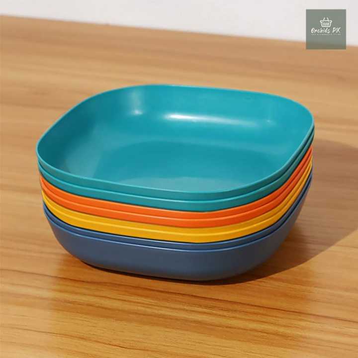 Colorful Vibrant Square shaped kids plate set with plate holder mini plates Colorful children Dinner & Breakfast plates Baby Feeding Plates