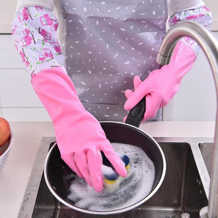 Extra Long Washing Gloves Cleaning Warm Waterproof Rubber