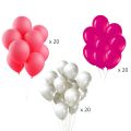 1st Birthday Decoration Kit for Girls - 70pc Combo- 60pc Balloons(white, red, pink), 1 banner, 1st birthday foil balloon Set of 5, 2 Silver Curtains, 1pc dot tape & 1pc arch ( First Birthday Theme Decorations for Girls). 