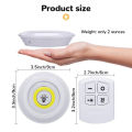 Wireless LED Under Cabinet Light Bedroom Lights with Remote Control 3W Super Bright Cob Under Cabinet Light LED Wireless Remote Control Dimmable Wardrobe Night Lamp LED Lights, Storage Rooms, Kitchens (Batteries Not Included) (Pack of 3). 