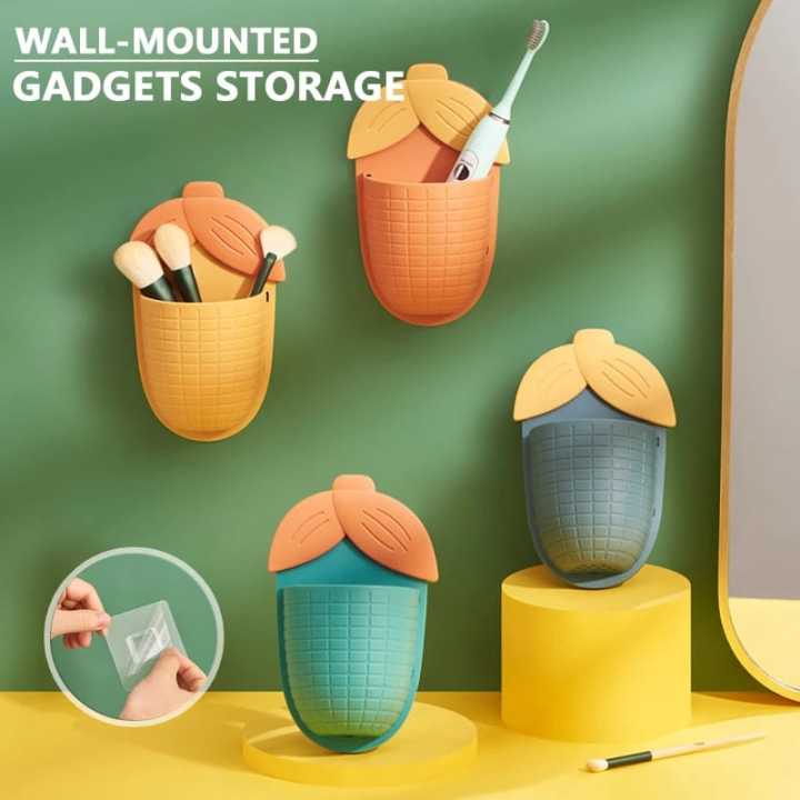 Corn Shape Multifunctional Self-Adhesive Wall Mounted Rack Versatile Storage Box Cartoon Wall Mounted Style Non Perforated Home Bathroom Storage Box Small Object Sorting Box