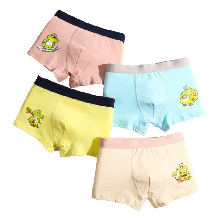 SMY Pack of 4 - New Arrive Cotton Boys Boxers Cute Cartoon Pattern Kids Panties Comfortable Children's Underwear 3-15 Yrs