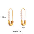 E B belle Official Store Stainless Steel Jewelry Dainty Safety Pin Pearl Earring For Girl 18k Gold Plated Fashion Earring. 