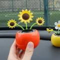 Creative Solar Car Ornament Auto Dancing Swinging Sun Flower Decoration Car Dashboard Decoration Supplies Shaking Car Accessorie. 