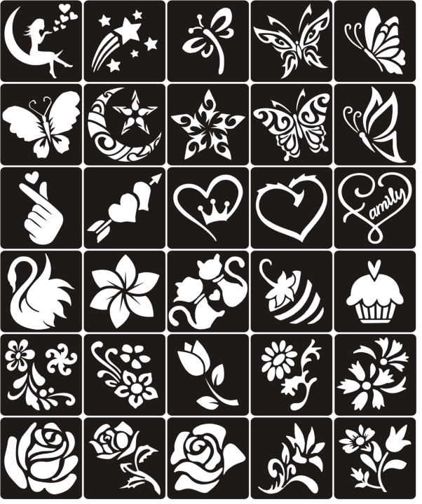 24 Pieces Different Pattern Mehndi Stencils Stickers for kids and teens  ( NW 0044 )