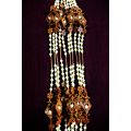 Pack of 10 Beautiful String Beads Curtains, White and Brown Tassel Beads for Doors, Windows, and Wedding Stages, Adjustable 5.9 ft Length, Easy to Install and Clean. 