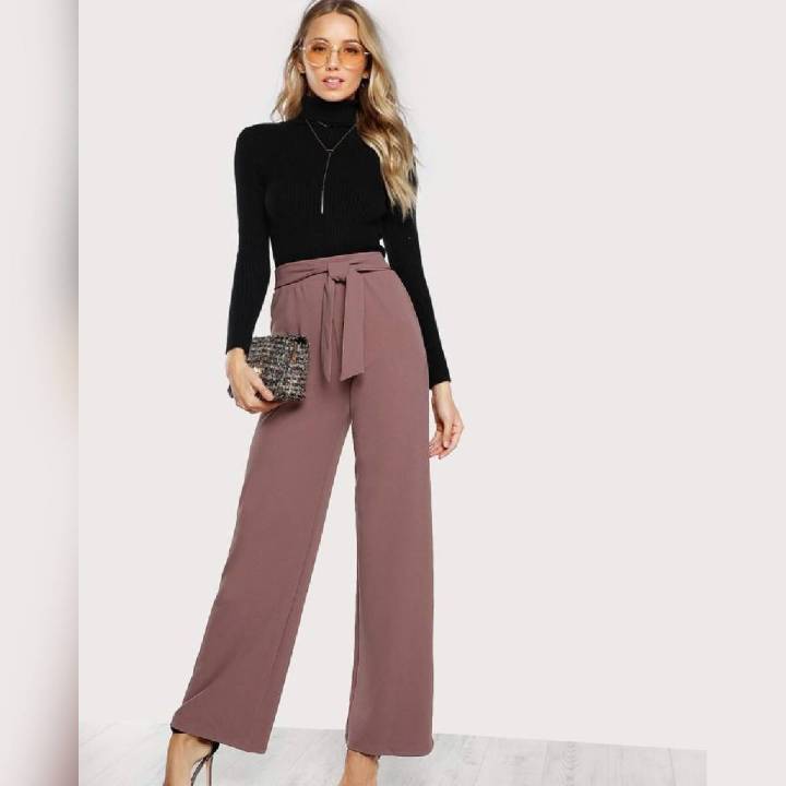 Grape Tie Waist Culottes Pant for Women