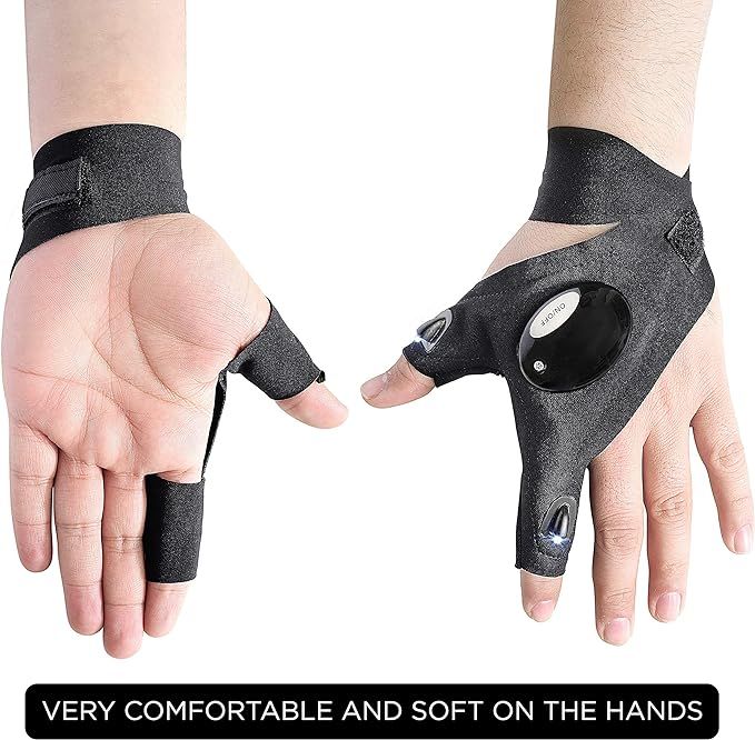 LED Flashlight Mechanic Gloves - Flexible LED Gloves for Working in Darkness & Night Reading & Repairing -Hands Free Flashlight
