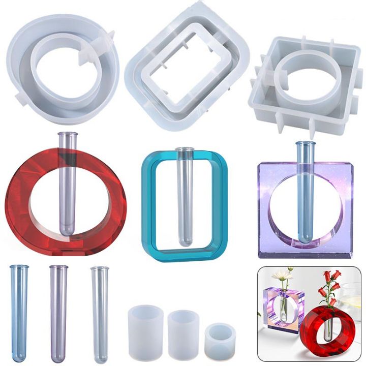 Tube Vase Flower Resin Mold Kit DIY Handmade Test Tube Pot Silicone Moulds Home Decoration Living Room Office Table Vase