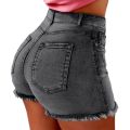 Women's denim shorts Summer Lady Clothing High Waist Denim Shorts Women's Fringe Frayed Ripped Jeans Hot Shorts With Pockets. 