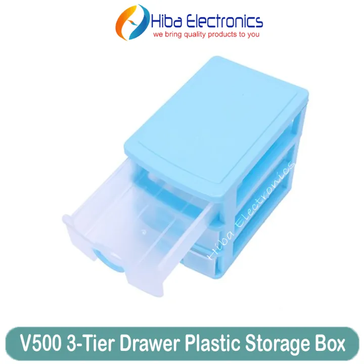 Mini Draw Unit 1 Set of Multi-Color V500 3-Tier Drawer Plastic Storage, Stackable ...