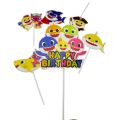 Baby Shark Theme Cake Toppers - Cake Toppers - Multi Colors - Girls Theme - Pack Of 6 Cake Toppers. 