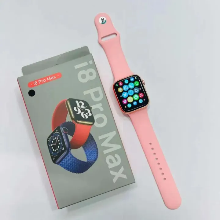 i8 Pro Max Smart Watch Pink Color Series 8 Full Display Touch Screen Pink Color Watch For Girls New Edition Smart Watch Sports Band Bluetooth Calling Watch for All Mobile Phones