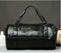 Black Pu Leather Travel Duffle Gym Luggage Bag Shoulder Bag With long Strap. 