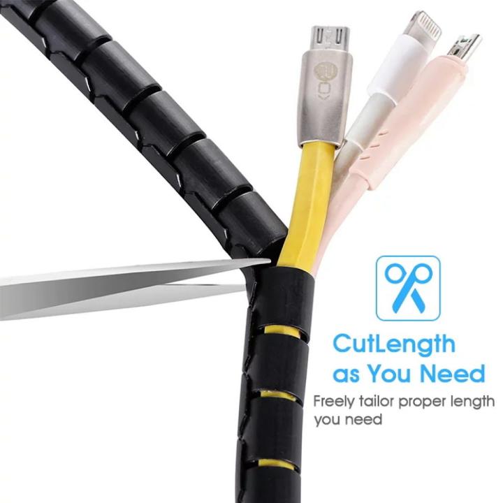 10Meter Flexible Spiral Cable Wire Protector USB Cable Organizer Computer Cord Protective Tube Clip Organizer Management Tools
