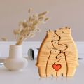 Wooden Family Puzzle Bears Personalised Bear Family Wooden Art Puzzle in Heart Shape Animal Puzzle for Kids 3 Years Old and Up. 
