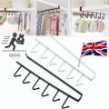 Wardrobe Accessories Holder Stand for Bathroom, Kitchen Cabinet, Cupboard, Utensil and Cloth Hanger  6 Hook Holder for Multi Function, Assorted Colour (1 PCs). 