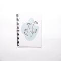 Blue & Peach Minimal Floral Spiral Notebook | Lined Pages, Soft Cover, Cute Aesthetic Stationary. 